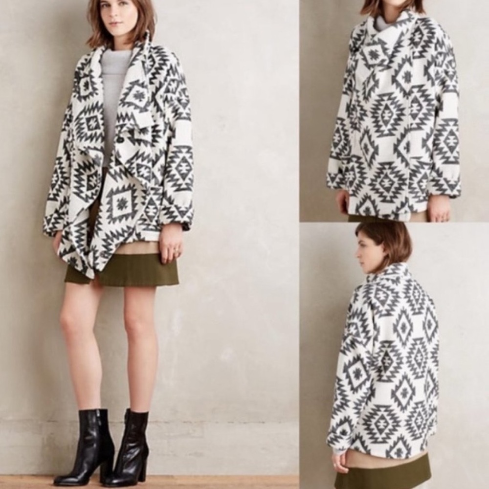 Anthroplogie Capulet Chelan Wrap Aztec Southwestern Oversized Jacket Size Large